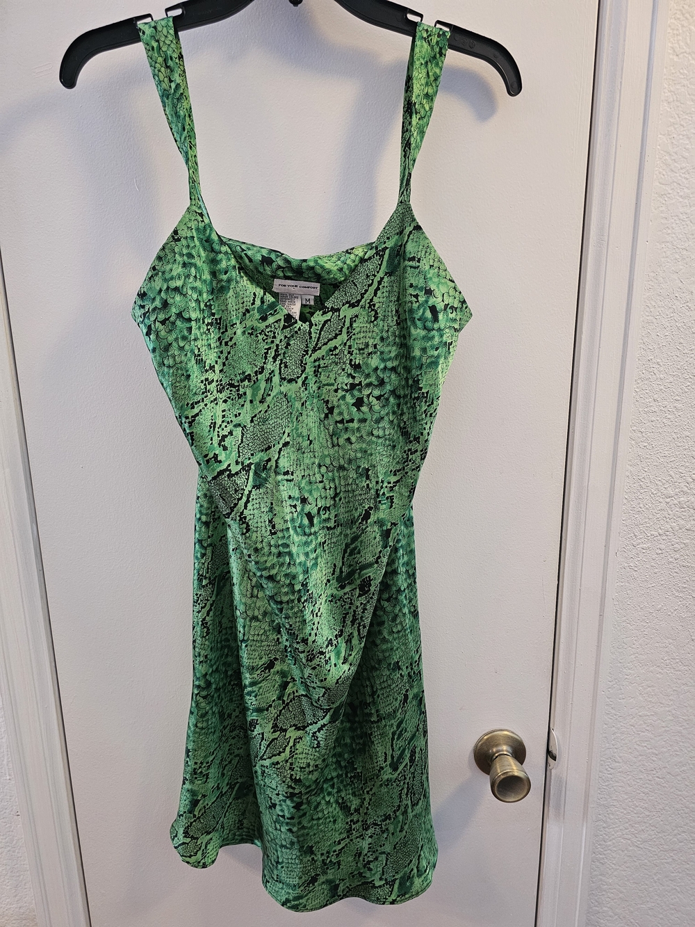 Unknown Brand Green Snake-Print Slip Dress